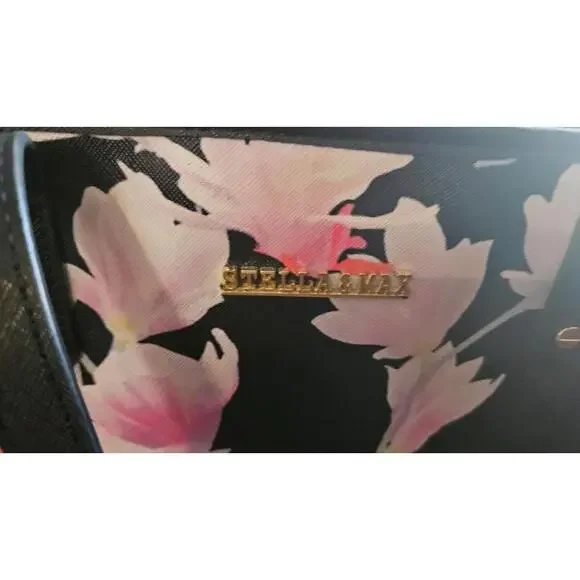 Stella & Max Tulip Tree Black Floral Print Large Leather Tote Hand Bag‎ - Picture 2 of 8